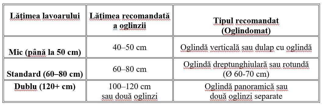 Cum alegem oglinda in functie de lavoar
