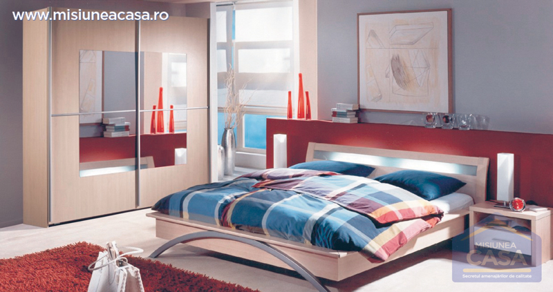 Dormitor colorat diverse texturi