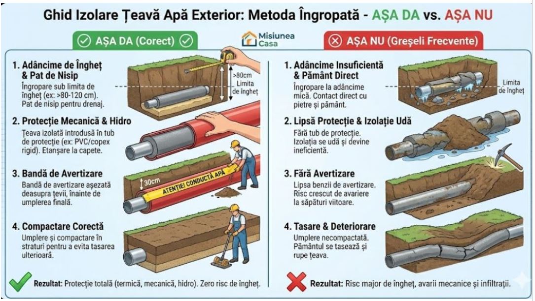 Inforgafic Misiunea Casa care arată greseli la izolarea tevilor ingropate