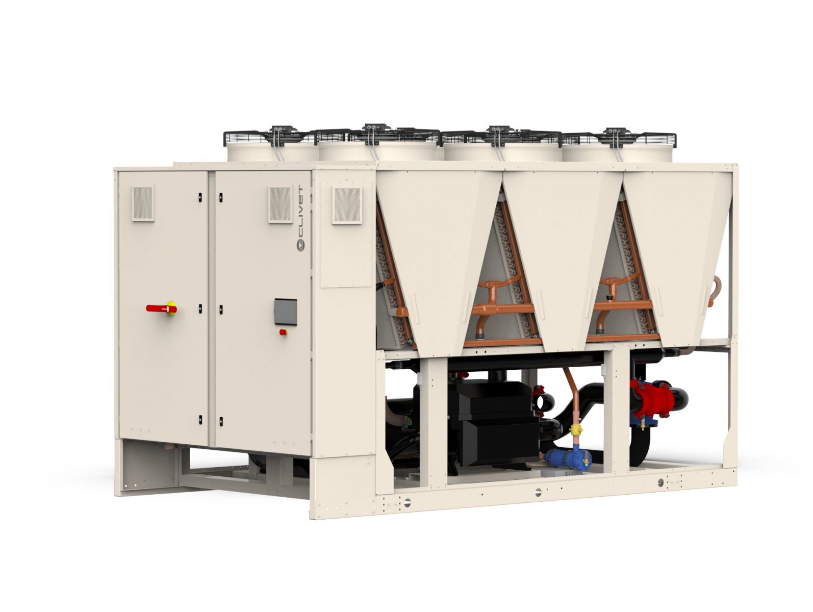 Chiller Clivet MAGPRIME cu levitație magnetică pentru răcire centre de date mission-critical — vedere 3D perspectivă laterală