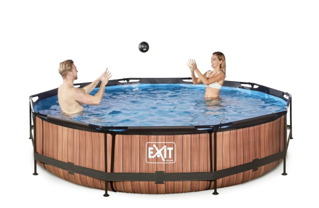 Piscină Avenli 360x76 cm model lemn – vedere de ansamblu în curte