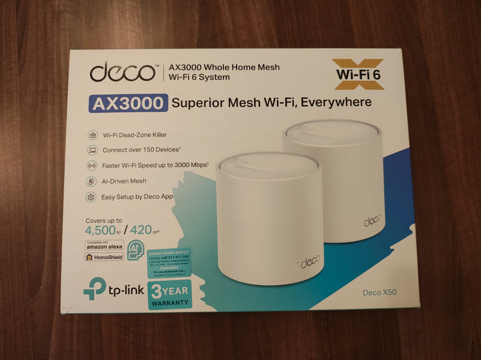 TP-Link Deco X50, unitate mesh WiFi 6 cu design minimalist alb, integrată discret în locuință