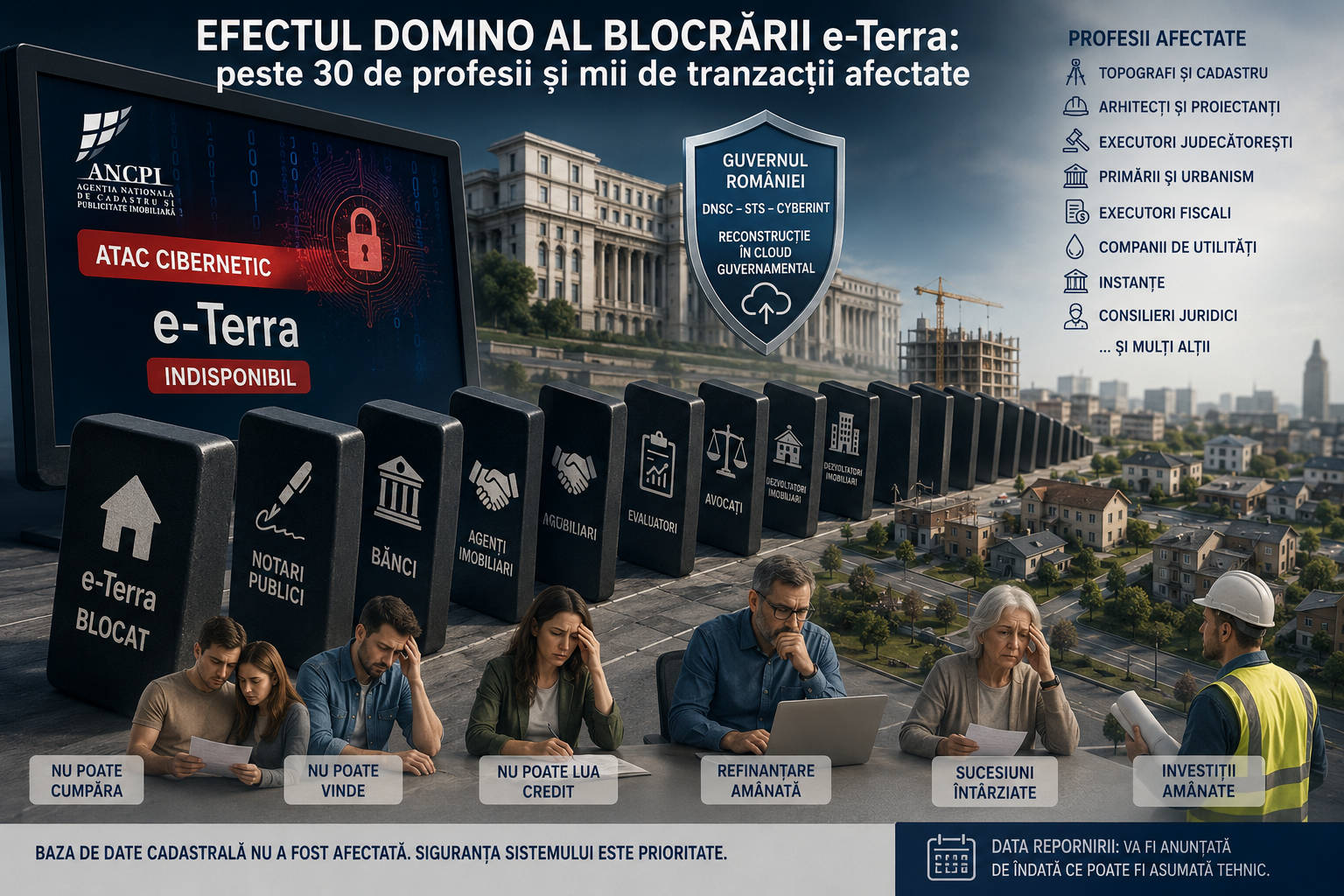 Atacul cibernetic asupra ANCPI și blocarea e-Terra afectează tranzacțiile și profesioniștii pieței imobiliare