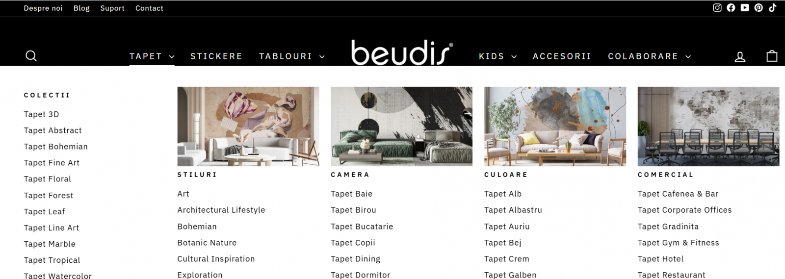captura ecran shop online tapet - colectii si personalizare