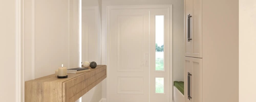 Hol modern amenajat de un consultant de design interior din Iași, cu mobilier minimalist și lumină naturală optimizată.