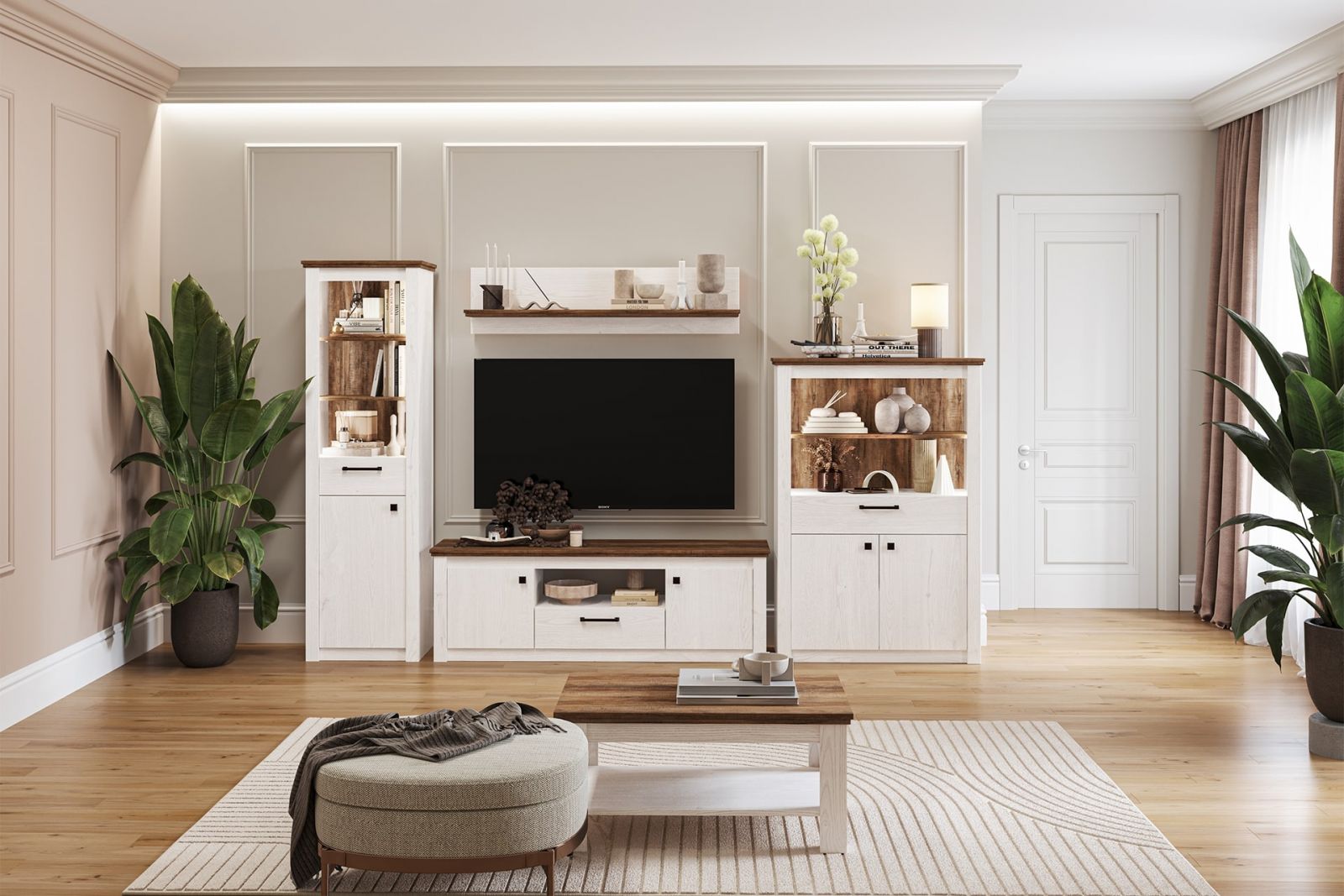 Living modular Sereno de la LEMS cu texturi naturale și design echilibrat