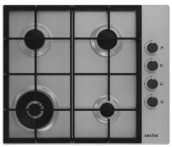 Plită incorporabilă Arctic pe gaz, din inox, cu arzător WOK, ideală pentru o bucătărie mică renovată complet.