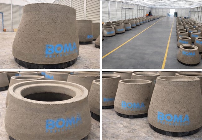 Elemente prefabricate din beton pentru infrastructura urbana si rutiera produse de BOMA – camine de canalizare si componente pentru drenaj si retele subterane.