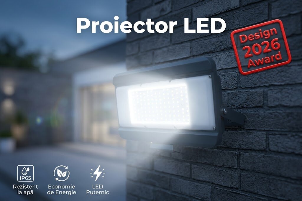 Proiector LED montat pe perete exterior, lumină puternică, rezistent la apă IP65, ideal pentru iluminarea curții și a casei