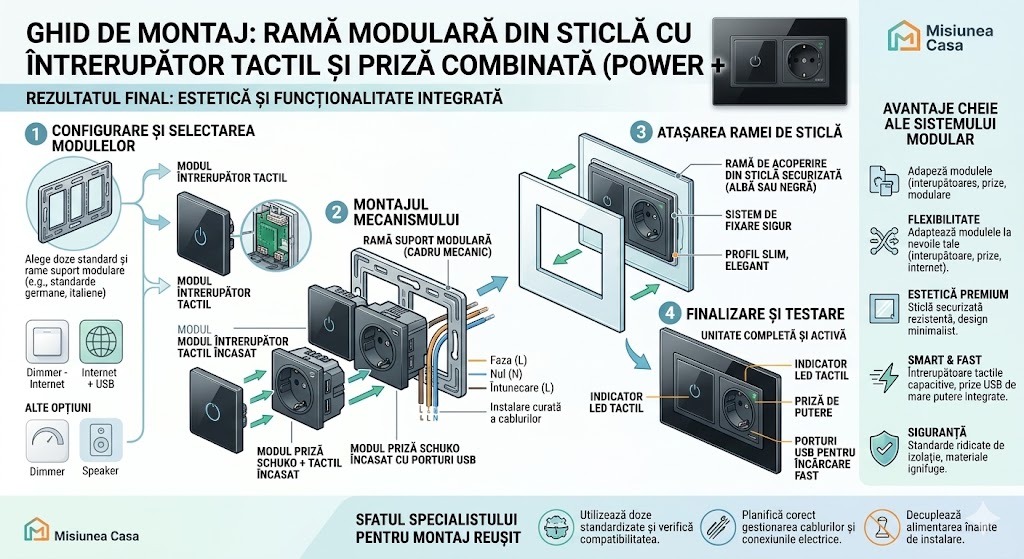 ghid de montaj al unui intrerupator tactil cu priza combinata power+