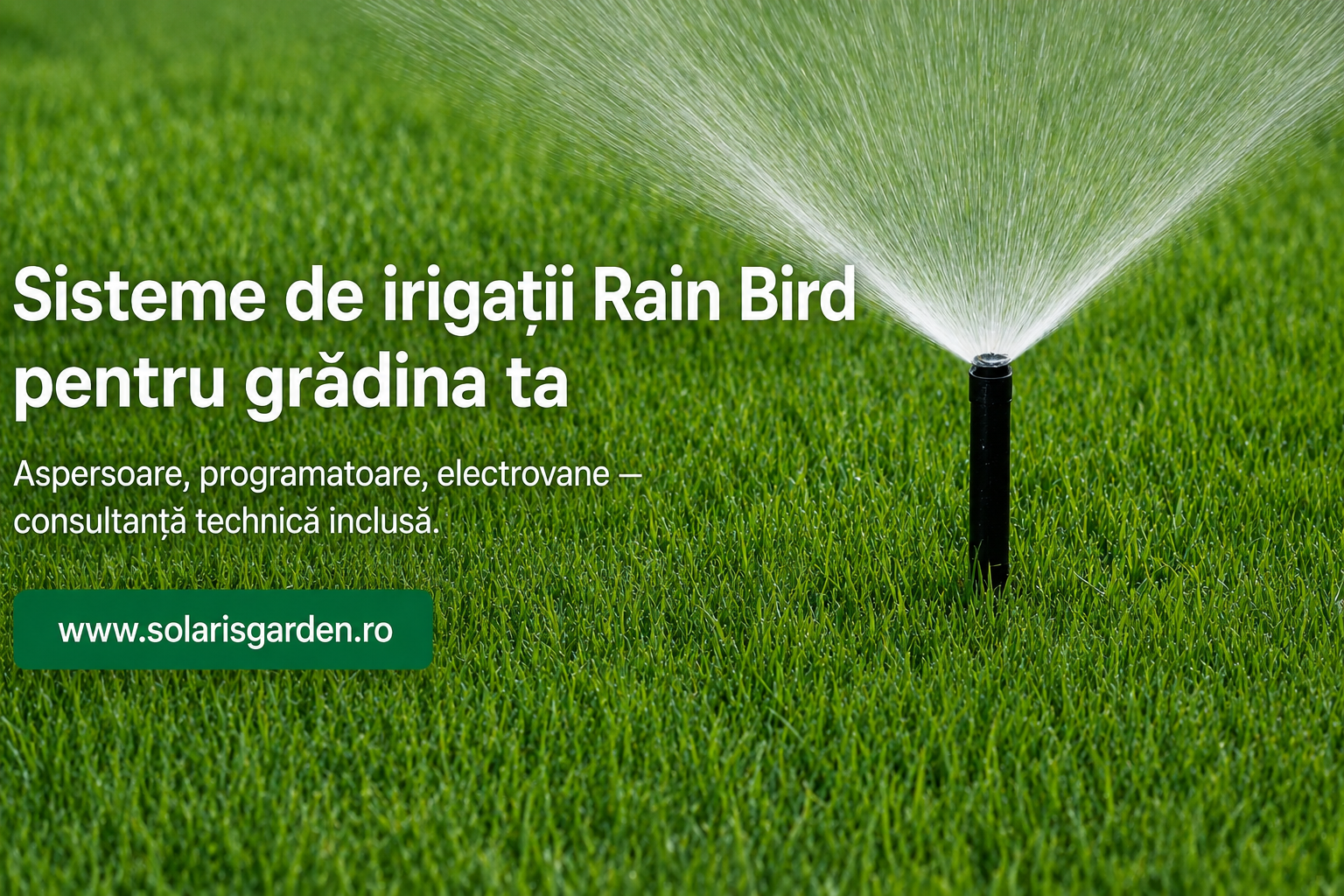 Sistem automat de irigații Rain Bird pentru gazon și grădină rezidențială.