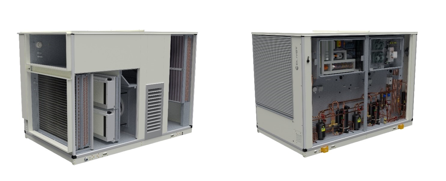 Unitate Clivet ZEPHIR4 CPAN-iY cu recuperare termodinamică activă pentru ventilarea clădirilor comerciale.