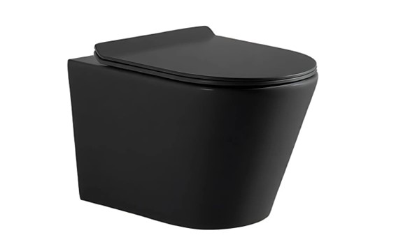 Vas WC modern, finisaj negru mat, potrivit pentru renovarea băii cu design contemporan